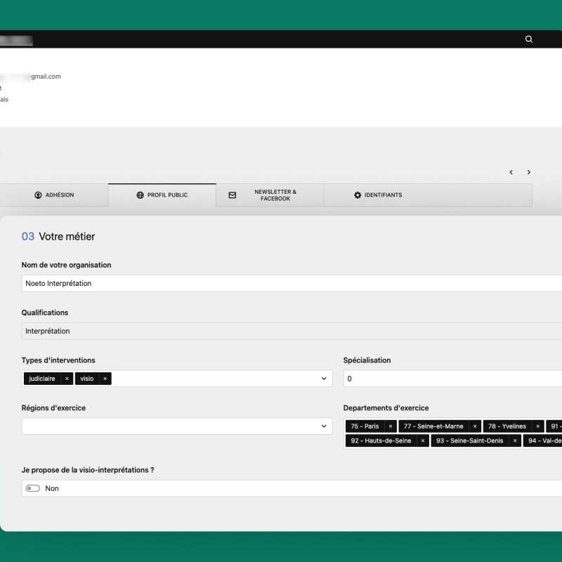 fiche profil du site Aftils.fr