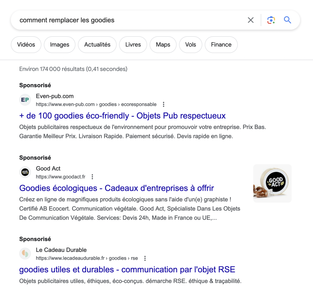3 premiers résultats : + de 100 goodies éco-friendly - Objets Pub respectueux, Goodies écologiques - Cadeaux d'entreprises à offrir, goodies utiles et durables - communication par l'objet RSE